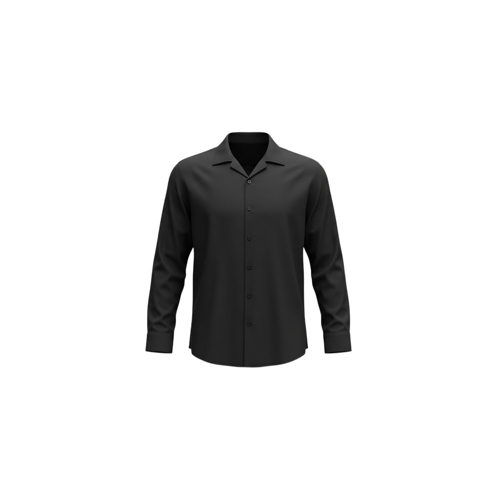 Calvin Klein Button Down Shirt Mens Large Black Long Sleeve Camp Collar Cotton